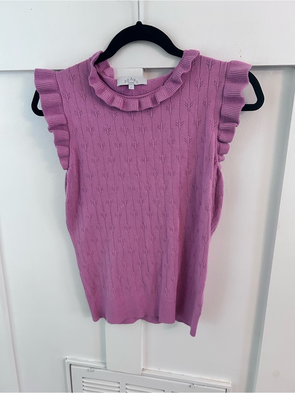 Pearl by Lela rose Pink Ruffle-Sleeve Knit Top small